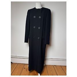 Vintage Gianni Versace Wool Trenchcoat L Black