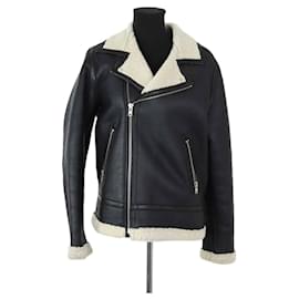 Sandro Schwarze Lederjacke Schwarz