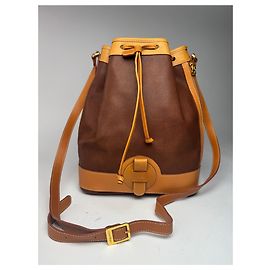 Courreges Vintage Courrèges Leder Eimer Tasche Braun Orange