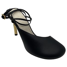 Décolleté in pelle nera con paillettes 95mm di Lanvin Nero