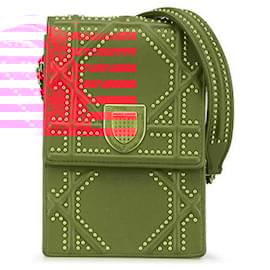 Dior-Dior Diorama Leather Shoulder Bag-Red,Golden