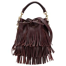 Bolso de flecos Emmanuelle de piel de ternera roja de Saint Laurent Roja Burdeos