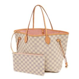 Borsa tote Neverfull MM Damier Azur di Louis Vuitton Rosa Blu