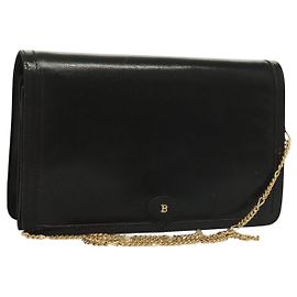 Borsa a spalla BALLY Wallet Chain in pelle oro nero Auth BA3241 Nero D'oro