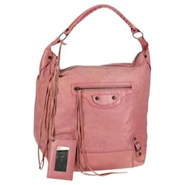 Balenciaga-BALENCIAGA The Day Shoulder Bag Leather Pink 292954 Auth sw901V-Pink