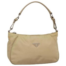 PRADA Handtasche Nylon Beige Silber Auth 127869 Silber Beige