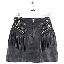 Saint Laurent Mini saia de couro preta Preto