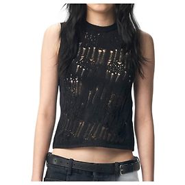 Ann Demeulemeester Barbel zerrissenes Stricktop Schwarz