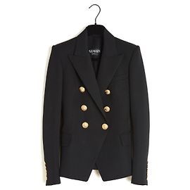 Balmain Black Blazer Jacket FR34 Iconic Double Breasted Wool UK6 U4 Black