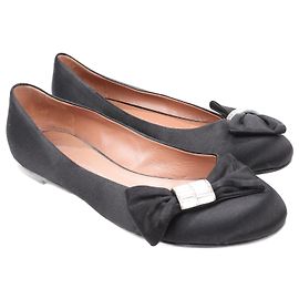 Giuseppe Zanotti Black Ballet Flats with Bow in Size 37 EU Black