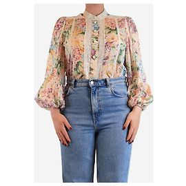 Zimmermann Rosa Blumenbluse mit Spitze - Größe UK 12 Pink