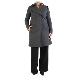 Céline Grey double-breasted wool overcoat - size UK 12 Grey