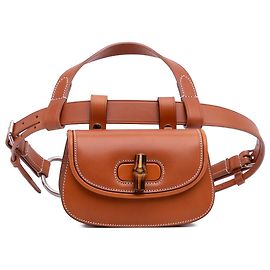 Bolsa de cinto de couro marrom mini Bamboo 1947 da Gucci Marrom