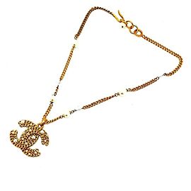 Colar de corrente de pérolas falsas Coco Mark 05P da Chanel Dourado