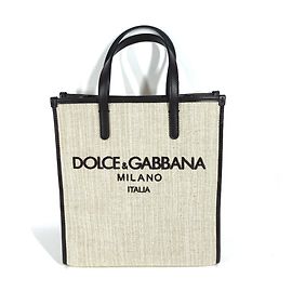 Bolsa de ombro em lona e couro Dolce & Gabbana Marrom Bege