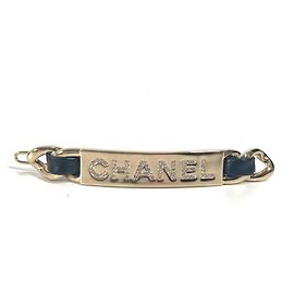 Chanel B20B Logo Rhinestone Hairpin Black Golden