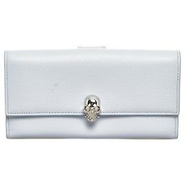 Alexander McQueen Light Blue Leather Skull Long Wallet Light blue