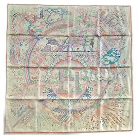 Hermès 90 Square Please Hold the Line Vanilla / Blue / Orange – New with tag Multiple colors