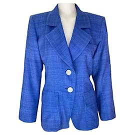 Yves Saint Laurent Rive Gauche Silk Blazer Blue Blue