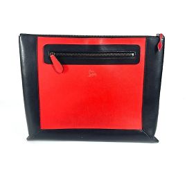 Leder-Clutch von Christian Louboutin Schwarz Rot