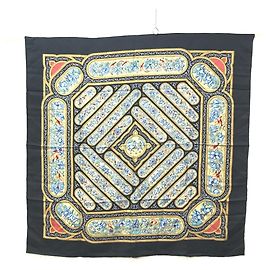 Hermès Lenço de seda Quadrado 90 Hermes Qalamdan Preto