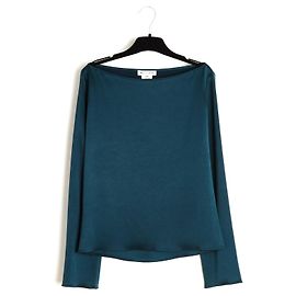 Céline Top FR38 Michael Kors Dark Green Acetate Satin Blouse UK10 US8 Celine Dark green