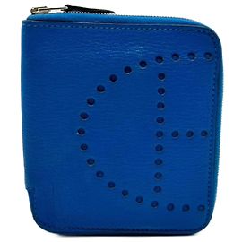 Hermès Hermes Evelyne Compact Zip Bi-fold Wallet Blue