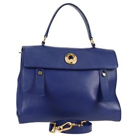 SAINT LAURENT Borsa a Spalla Pelle 2way Blu Oro 313456 Auth 127908V Blu D'oro
