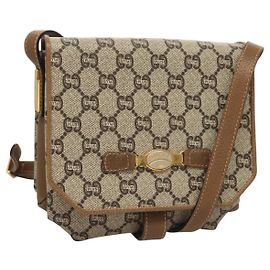 Borsa a spalla GUCCI GG Plus Supreme PVC Beige Oro Auth BA3539 Beige D'oro