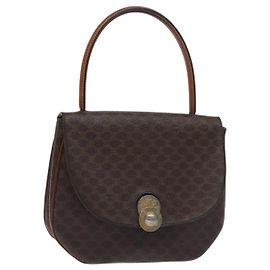 Céline Sac à main en toile Macadam CELINE en cuir PVC marron doré Auth 130918 Marron Doré