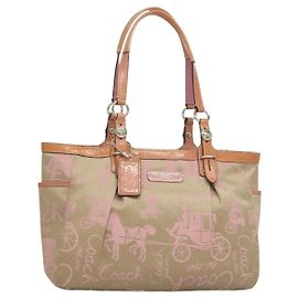Coach Tote Bag Nylon Pink Silver Auth bs27221 Silvery Pink