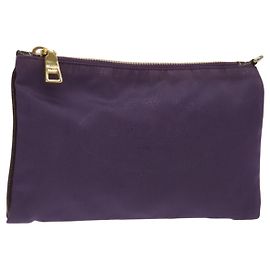 Pochette Prada en nylon violet or Auth ti3227 Doré Violet