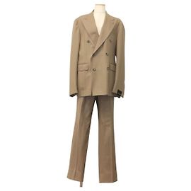 Autre Marque TAGLIATORE Double Breasted Jacket And Slacks Set Wool Beige Auth ym040M Beige