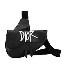 Christian Dior-Christian Dior Dior x Stussy Logo Saddle Bag-Black
