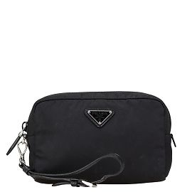 Prada Vera Re-Nylon Triangle Logo Pouch Black
