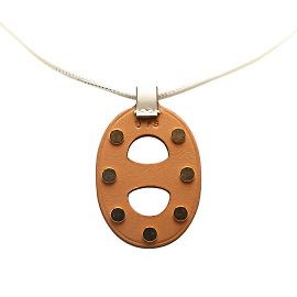 Colar Stud Chaine d'Ancre PM da Hermès Marrom Bege