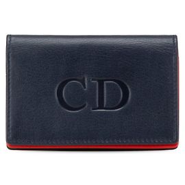 Christian Dior Navy and Red Leather Card Case Red Navy blue