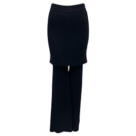 Loewe Marineblauer Schicht-Wollstrickrock-Hose Marineblau