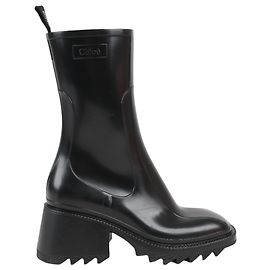 Chloé Chloe BETTY Rubber Boots in Black, Size 38 EU Black
