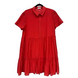 Claudie Pierlot Rotes Rüschenhemdkleid Rot
