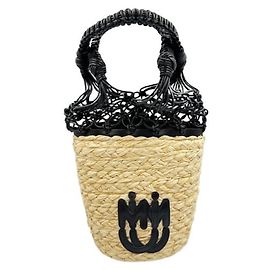 Borsa a secchiello MIU Miu 5BE061 Nero Beige