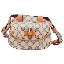 Gucci Brown Mini GG Supreme Web Bamboo 1947 Gürteltasche Braun Beige