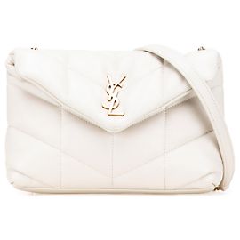 Bolsa transversal Loulou Puffer em cordeiro branco da Saint Laurent Branco