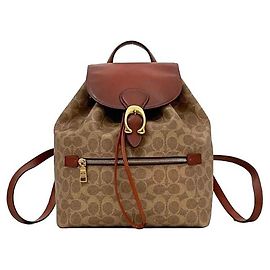 Mochila assinatura Coach Bege e Marrom Marrom Bege