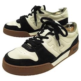 Fendi-FENDI SHOES BASKETS 7E1493 IN CREAM LEATHER 10 44 LEATHER SNEAKERS SHOES-Cream