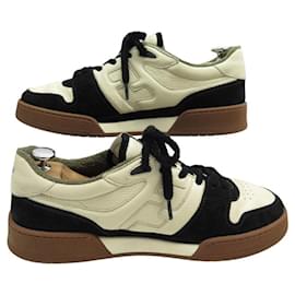 Fendi-FENDI SHOES BASKETS 7E1493 IN CREAM LEATHER 10 44 LEATHER SNEAKERS SHOES-Cream