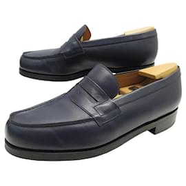 JM Weston-JM WESTON SHOES LOAFERS 180 RUBBER LEATHER BLUE 7D 41 SHOE TREES-Navy blue