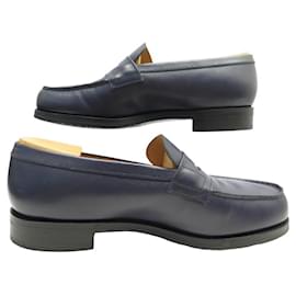 JM Weston-JM WESTON SHOES LOAFERS 180 RUBBER LEATHER BLUE 7D 41 SHOE TREES-Navy blue