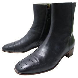 NUEVAS BOTAS GUCCI QUENTIN DE CUERO NEGRO TAMAÑO 39 40 FR Negro