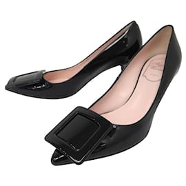 Roger Vivier-NEW ROGER VIVIER VIV' IN THE CITY PUMPS RVW61830690D1 PATENT-Black
